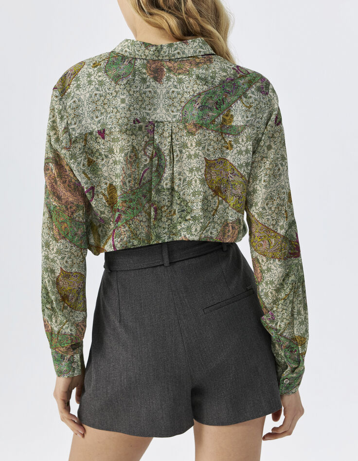 Chemise fluide écrue imprimé cachemire Femme-2 Chemise fluide écrue imprimé cachemire Femme-2