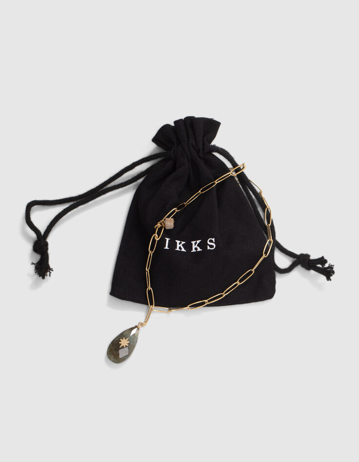 Collier maille dor&eacute;e pendentif femme-6