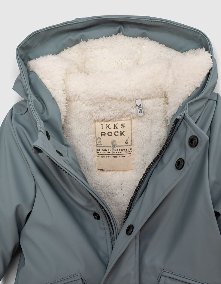 Baby boys’ mist fur-lined rubber nylon parka-4
