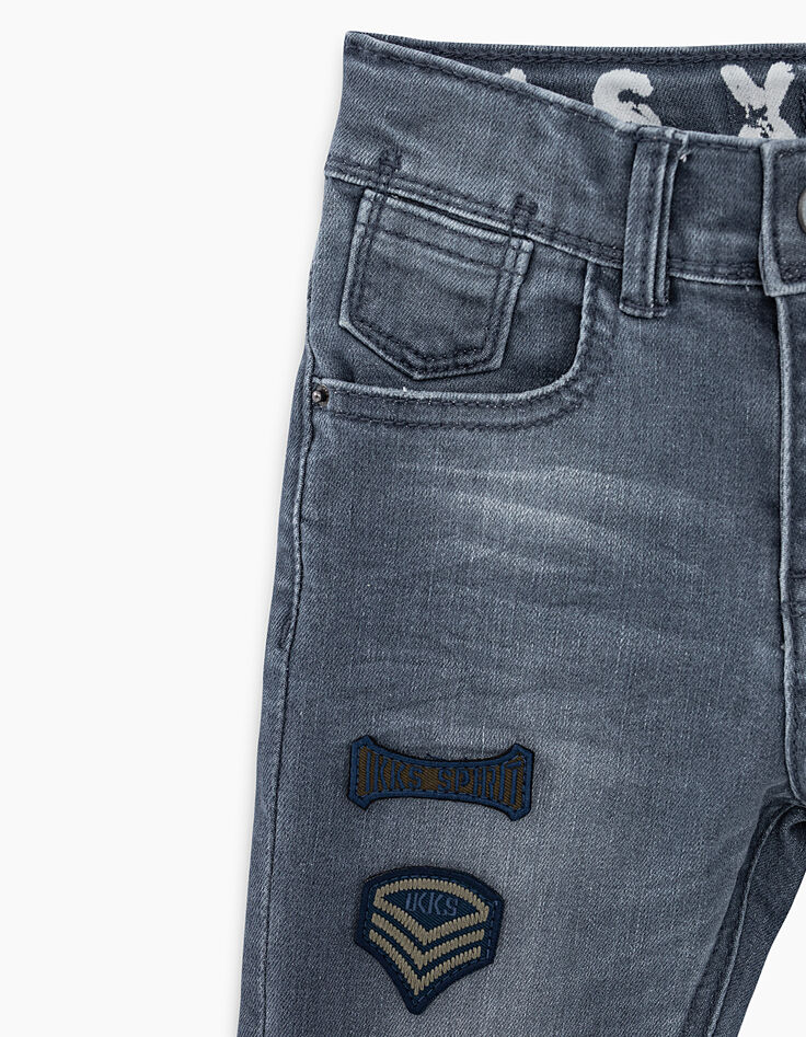 Vaquero skinny blue grey con parches niño -4