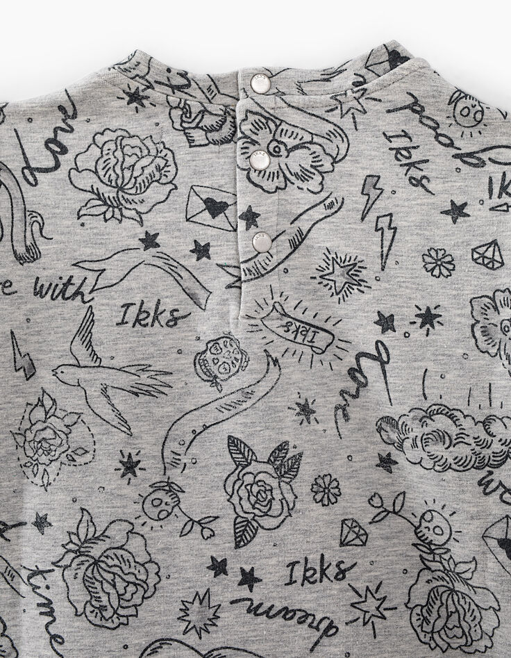Girls’ medium grey marl rock drawing sweatshirt-6