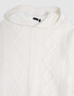Girl's beige hooded cable knit sweater-2