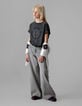 T-shirt gris coton bio message et papillon fille-2 T-shirt gris coton bio message et papillon fille-2