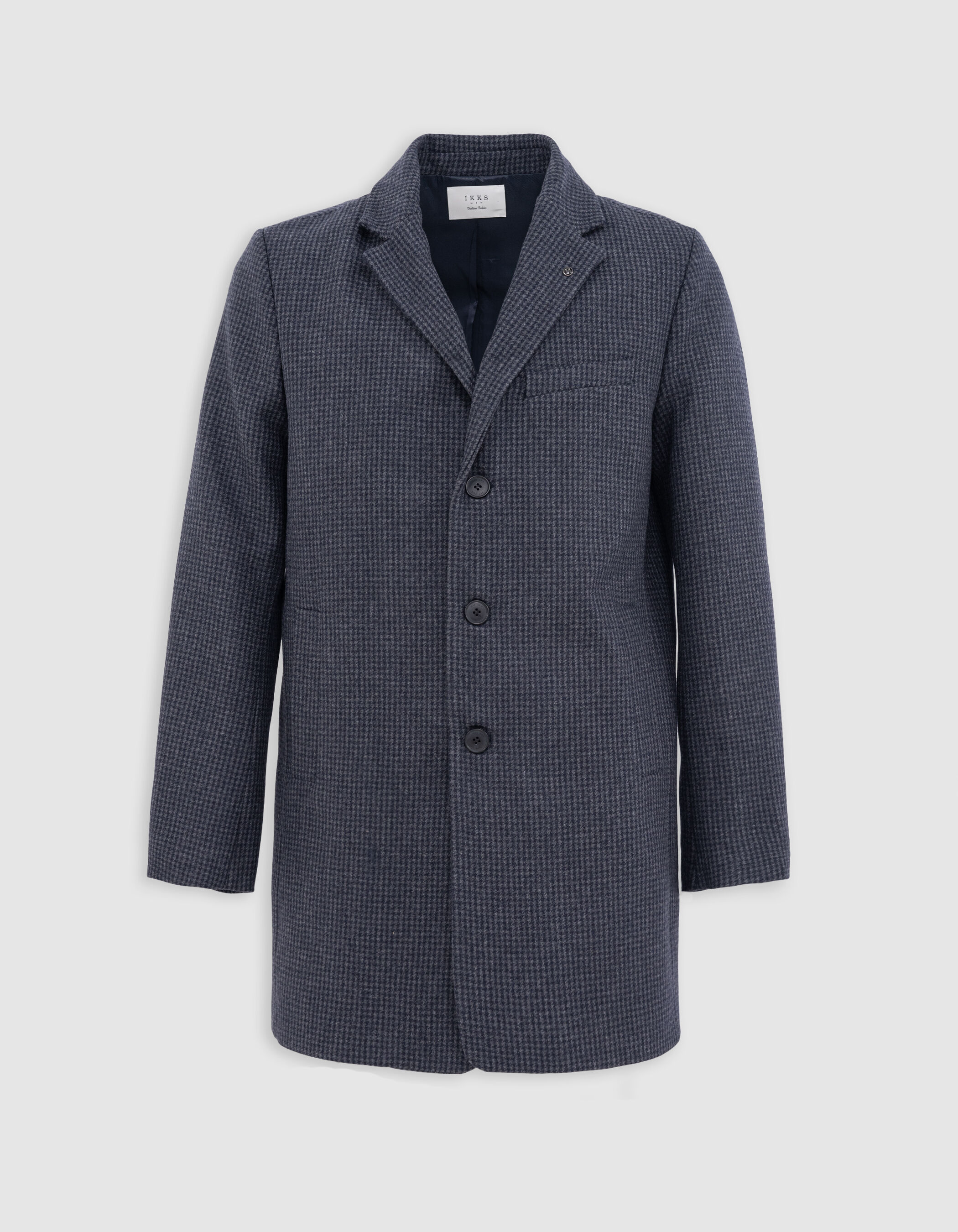 Men s check navy wool coat IKKS