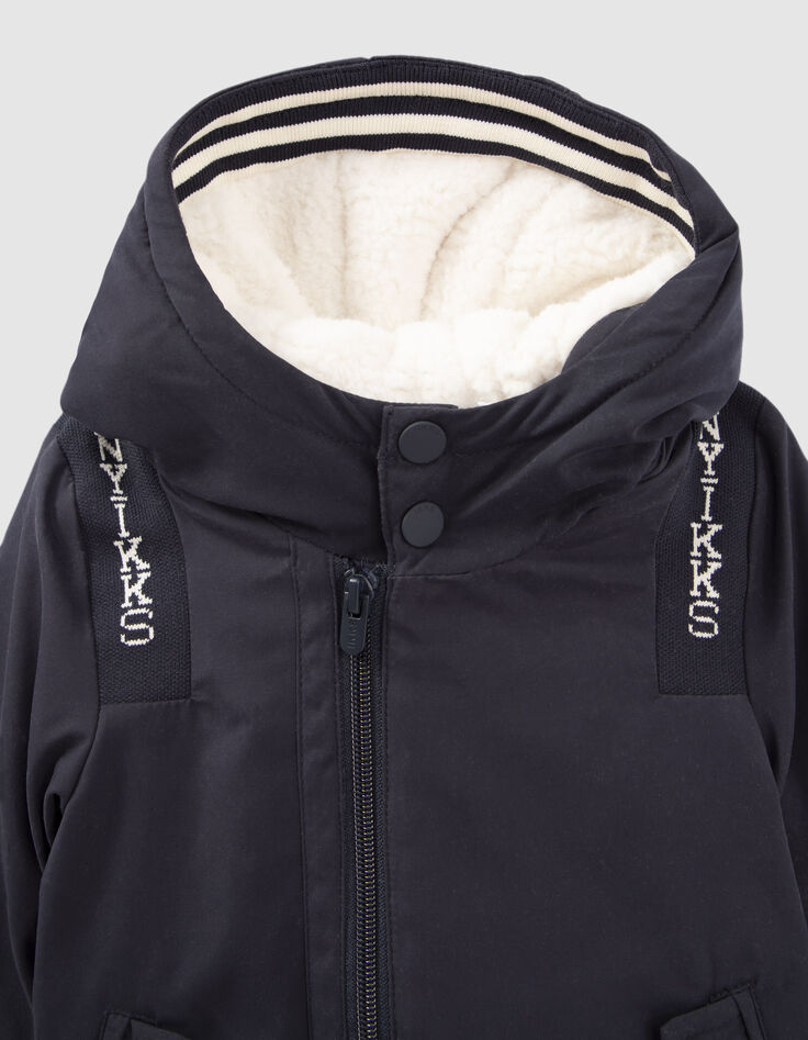 Baby boys’ navy fur-lined hooded parka-2