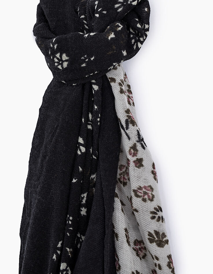 Chèche en laine imprimé patchs floraux femme-2