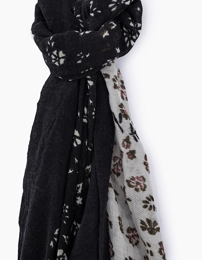 Damenwollschal mit Print und Blumenpatches - IKKS
