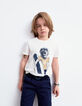 Camiseta cruda visual león surfista niño -1