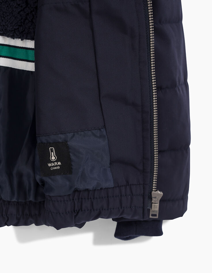 Doudoune marine bi-matière, doublure sherpa garçon-6