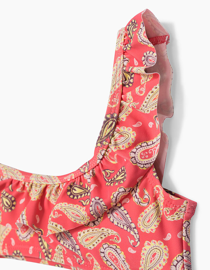 Maillot de bain 2 pièces rose imprimé fille -2