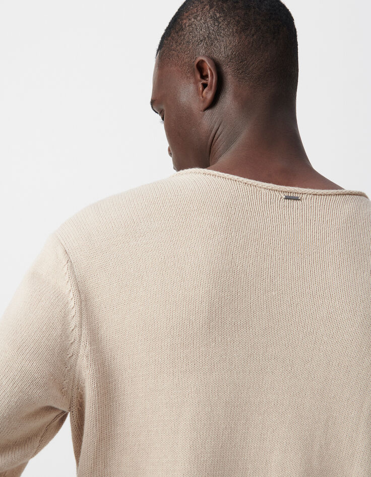 Men’s flax knit sweater with rolled edges-5