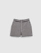 Women’s black houndstooth motif tweed-look shorts-3