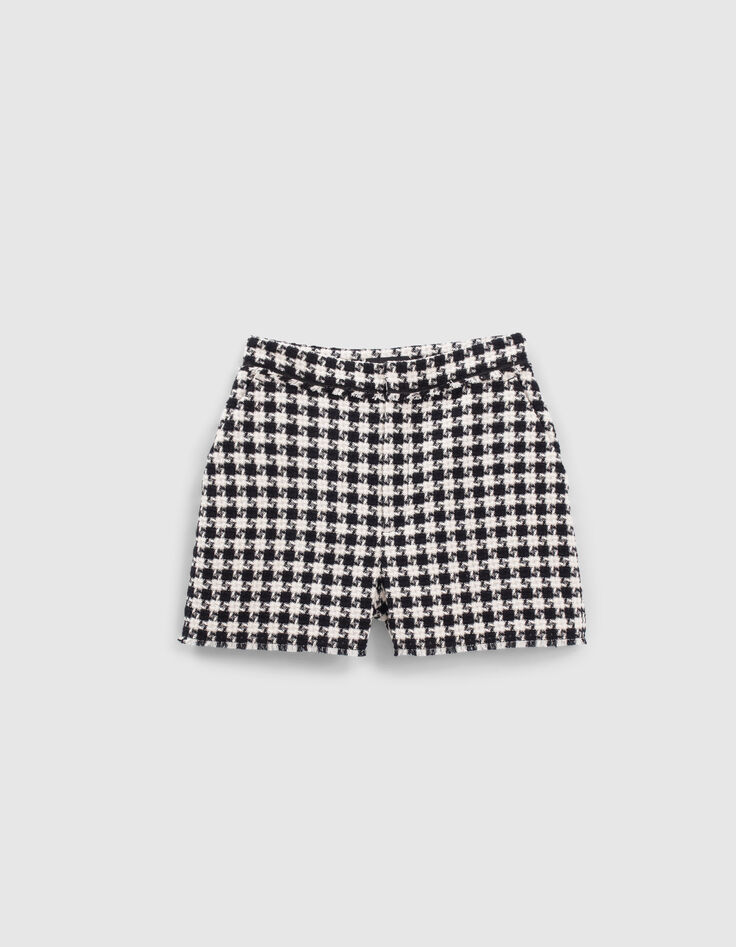 Women’s black houndstooth motif tweed-look shorts-3
