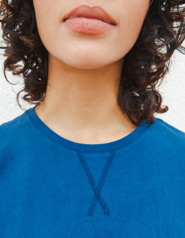 Damenshirtkleid aus Jersey mit blau-rosa Tie-Dye-Optik-4