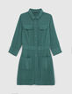 Robe chemise courte vert C&eacute;ladon coton bio femme-1