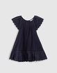 Robe marine brodée avec bloomer bébé fille-1