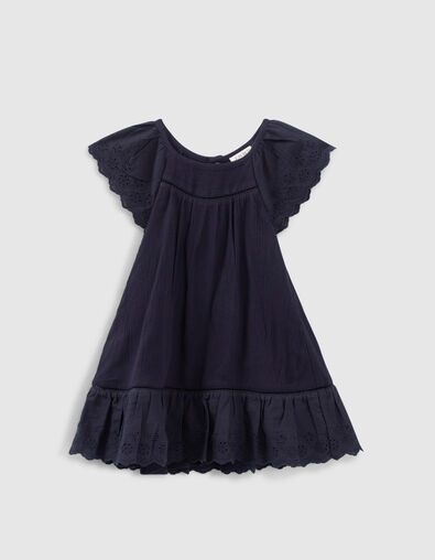 Baby girls’ navy embroidered dress with bloomers - IKKS