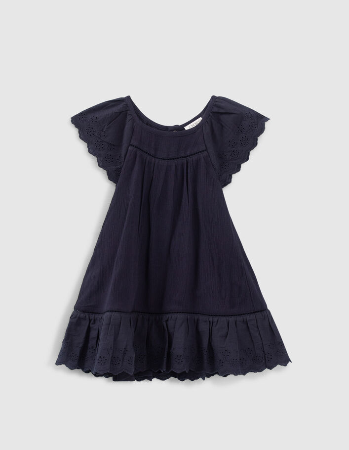 Vestido azul marino bordado con bloomer bebé niña - IKKS