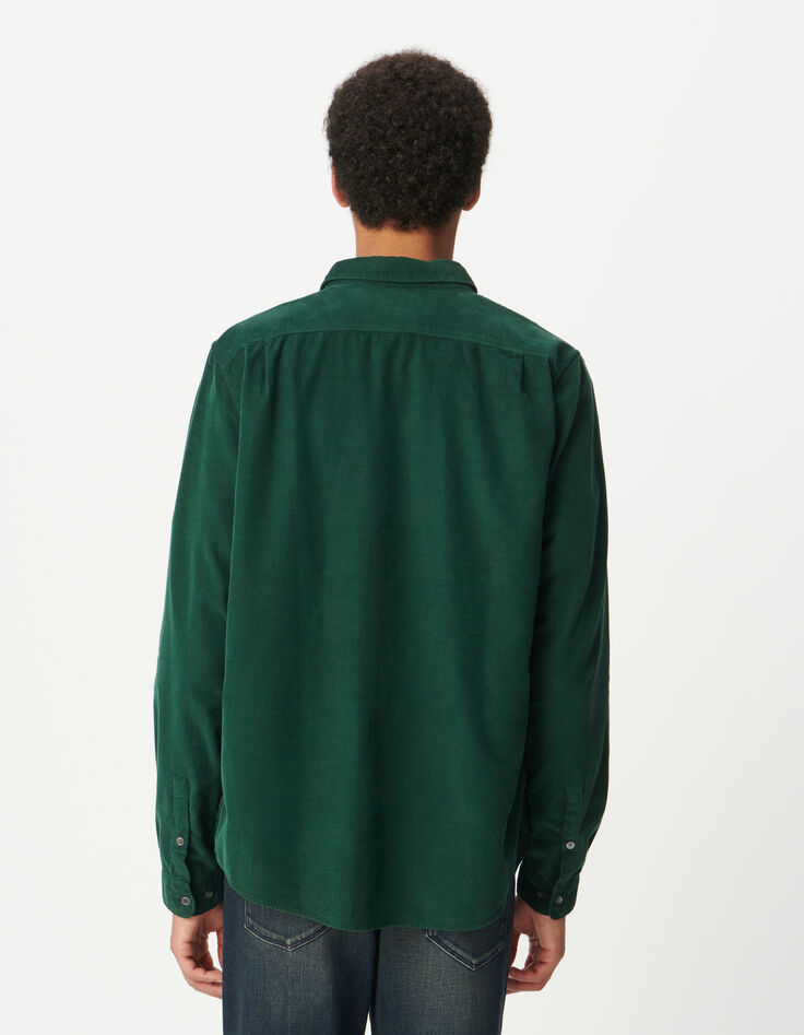 Chemise regular verte coton bio velours milleraies Homme-4 Chemise regular verte coton bio velours milleraies Homme-4