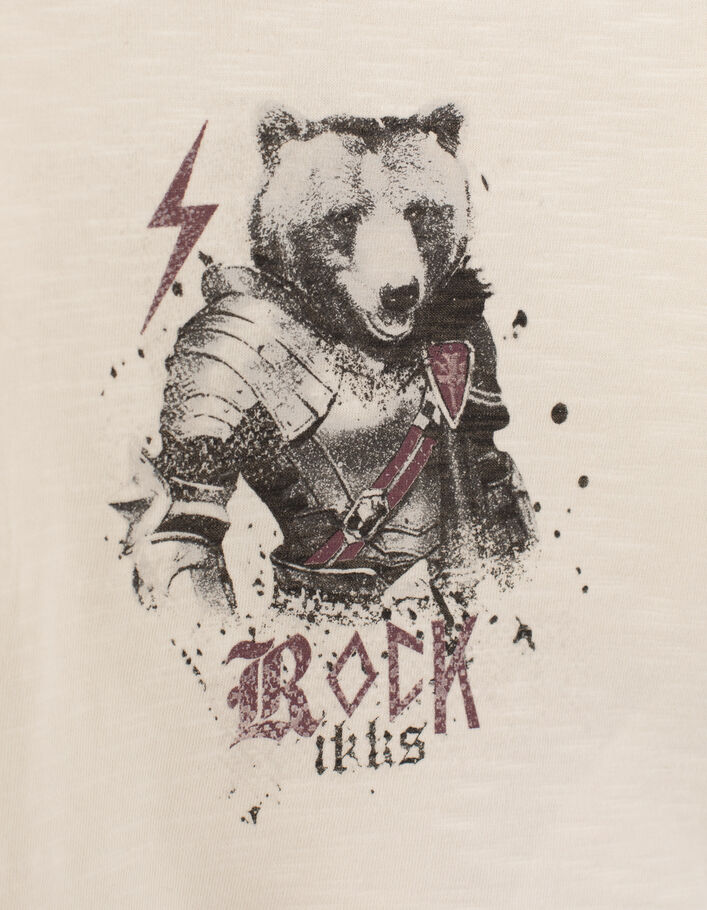 T-shirt écru coton bio ours-chevalier bébé garçon-5