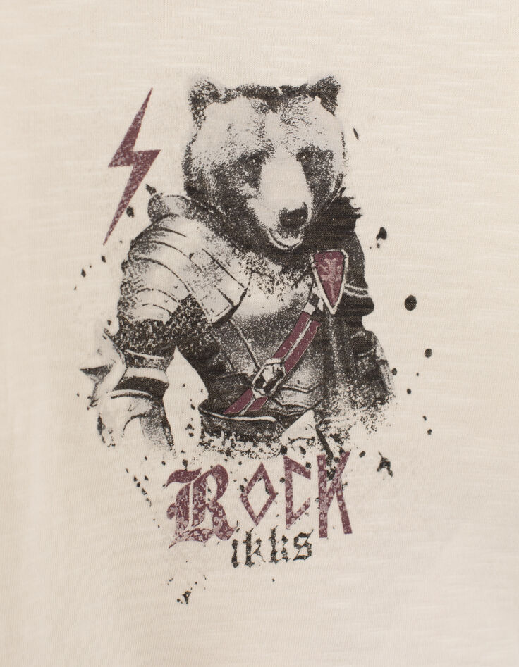 Baby boys’ ecru bear-knight organic cotton T-shirt-5 Baby boys’ ecru bear-knight organic cotton T-shirt-5