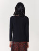 T-shirt noir en viscose détails broderie sequins épaules femme-2