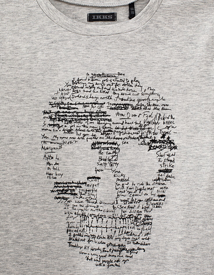 Boys’ grey T-shirt with skull-writing-2