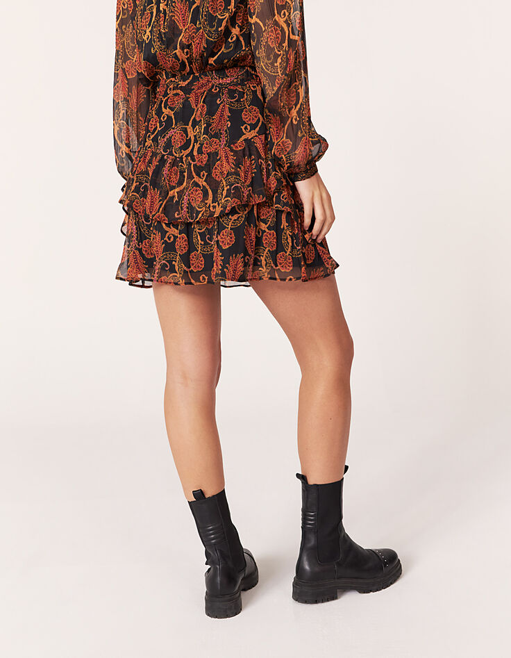 Jupe courte en voile imprimé fleur des sables femme-3
