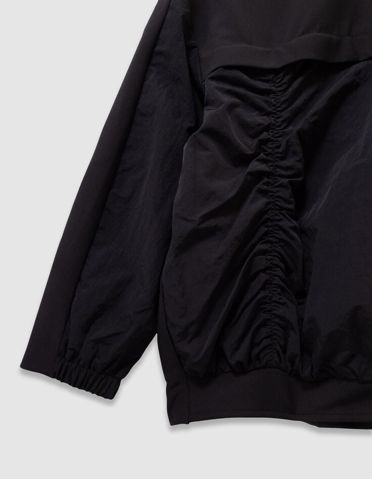 Girls’ black mixed fabric jacket-7 Girls’ black mixed fabric jacket-7
