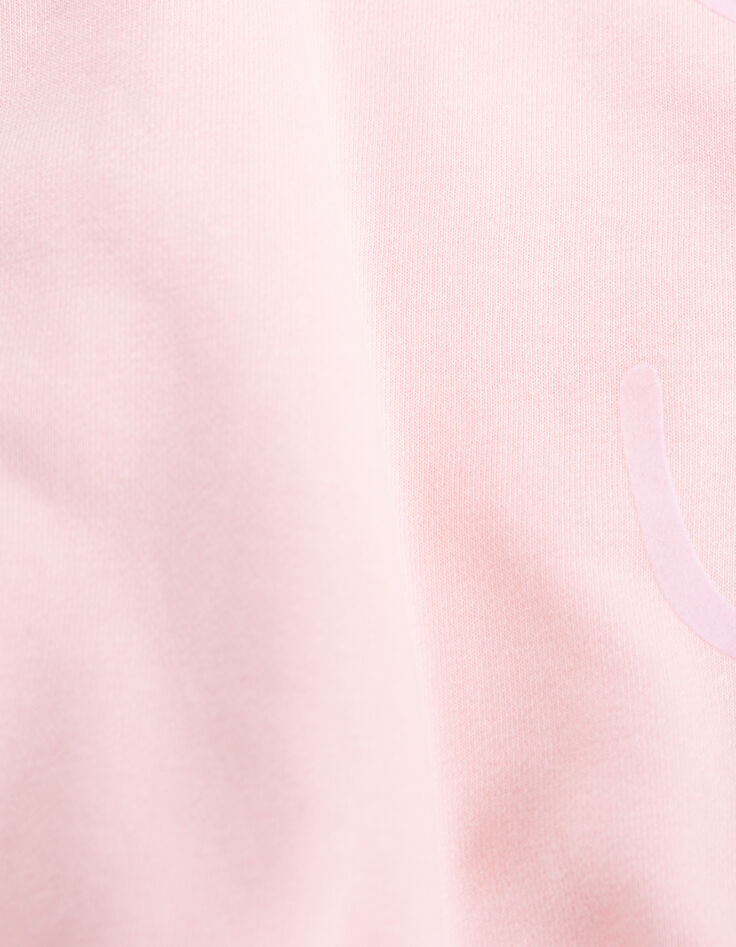 Pink monogrammed velour sweater for girls-7