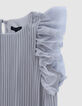 Robe argentée plissée manches tulle plumetis fille-6