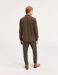 Chemise SLIM dark kaki velours milleraies Homme-3
