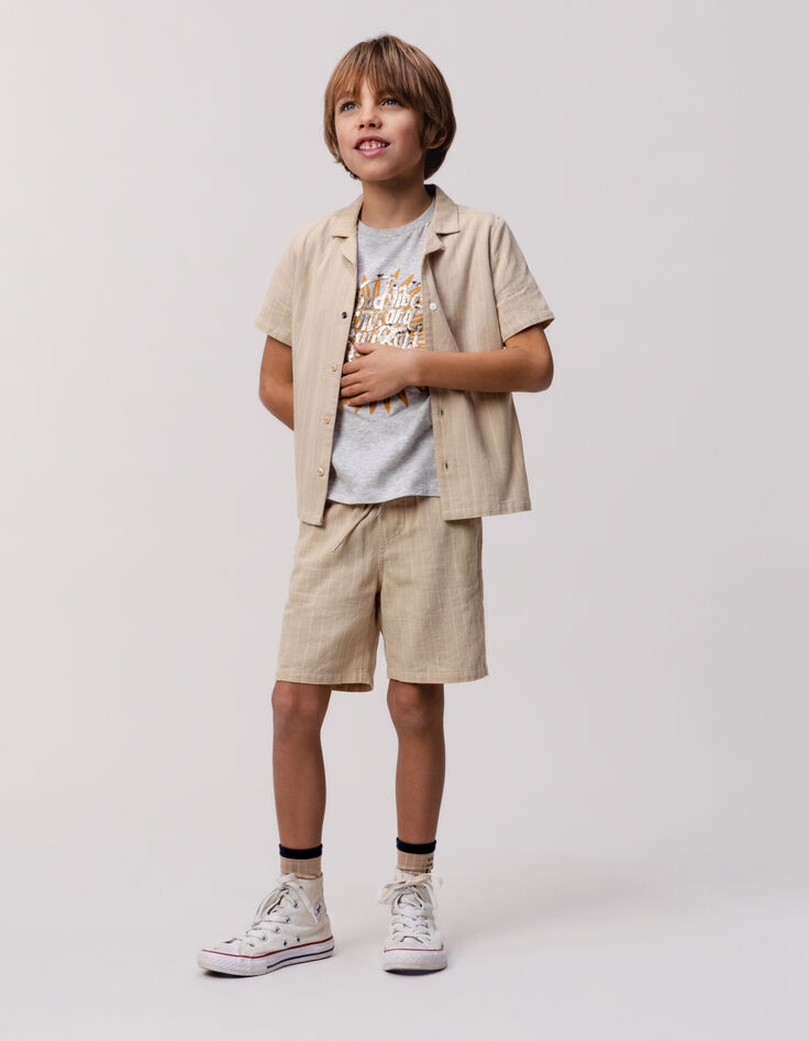 Camiseta gris algodón print y bordados lentejuelas niño-3