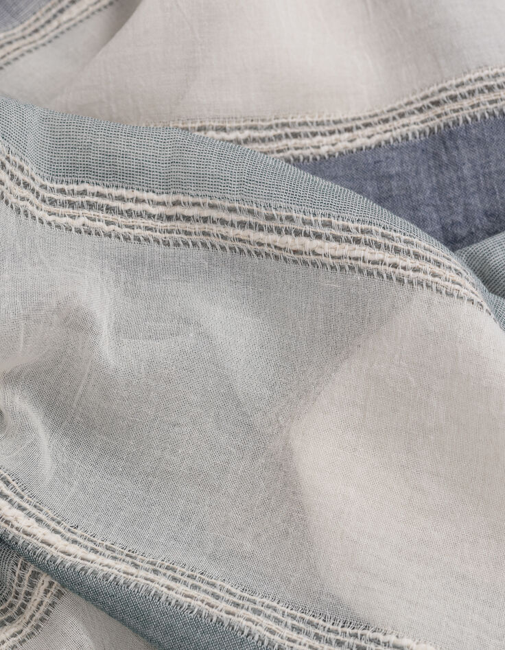Foulard bleu gris motif rayures détails broderies Homme-5