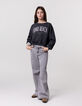 Grijze afgewassen WIDE LEG jeans meisjes-1