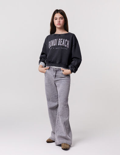 Grijze afgewassen WIDE LEG jeans meisjes - IKKS