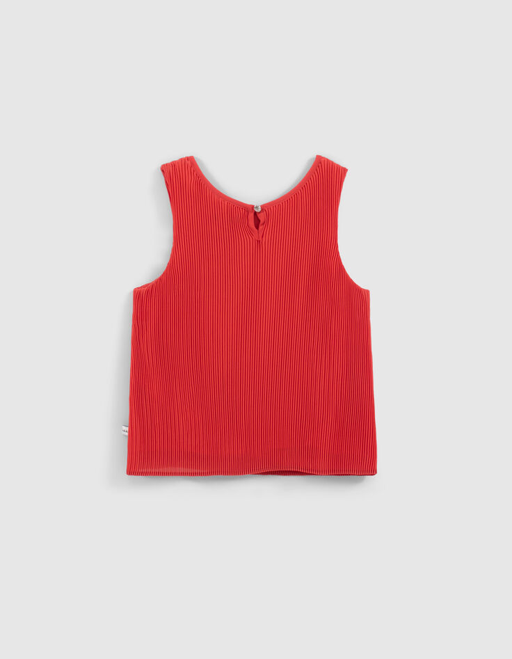 Camiseta tirantes roja fluida plisada niña-2