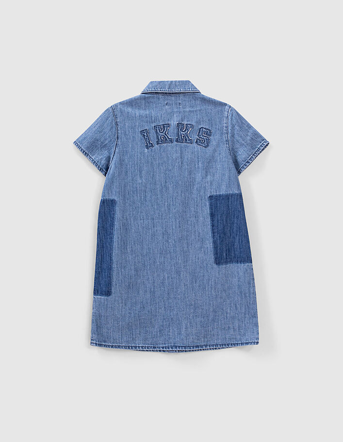 Vestido camisero vaquero stone blue algodón ecológico niña - IKKS