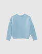 Pull bleu tricot côtelé fille-1