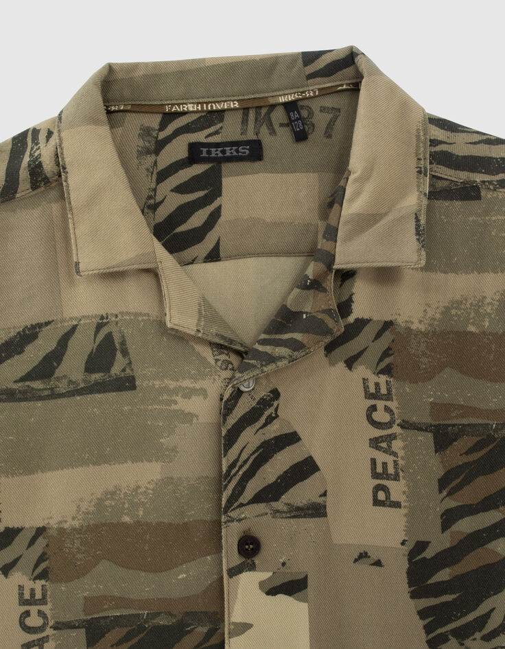 Khaki Jungenhemd aus EcoVero™ mit Camouflageprint-2
