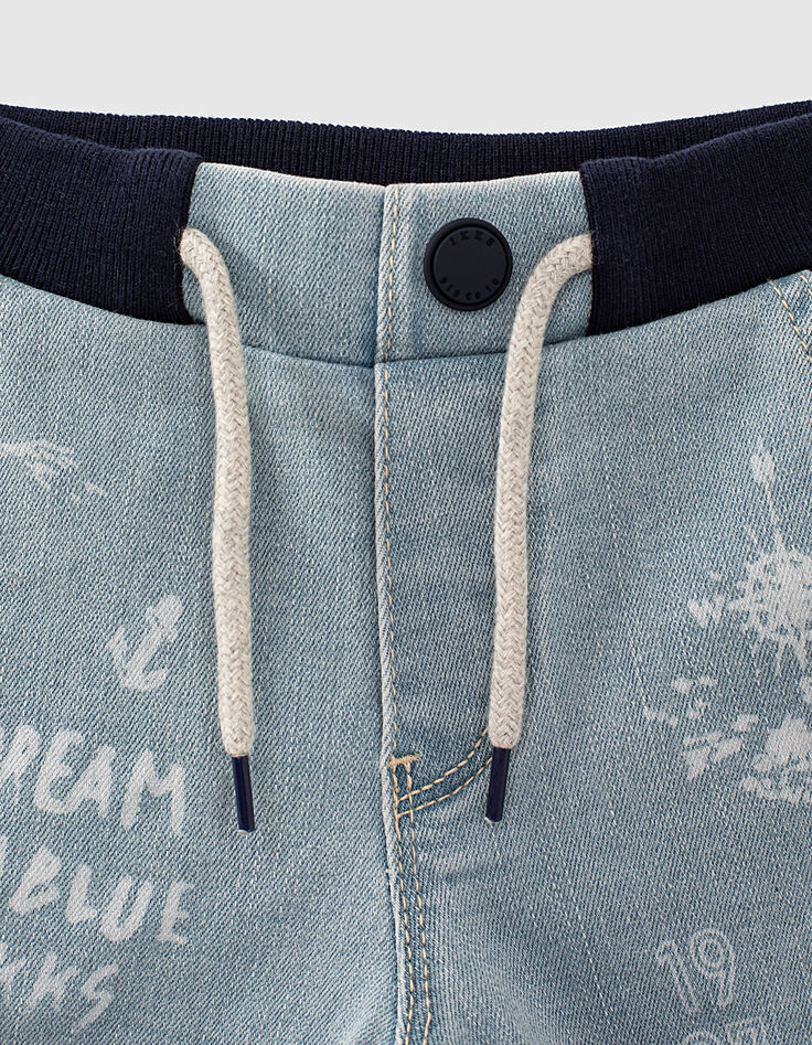 Faded Blue Jeansshorts mit Schriftzug für Babyjungen  -2
