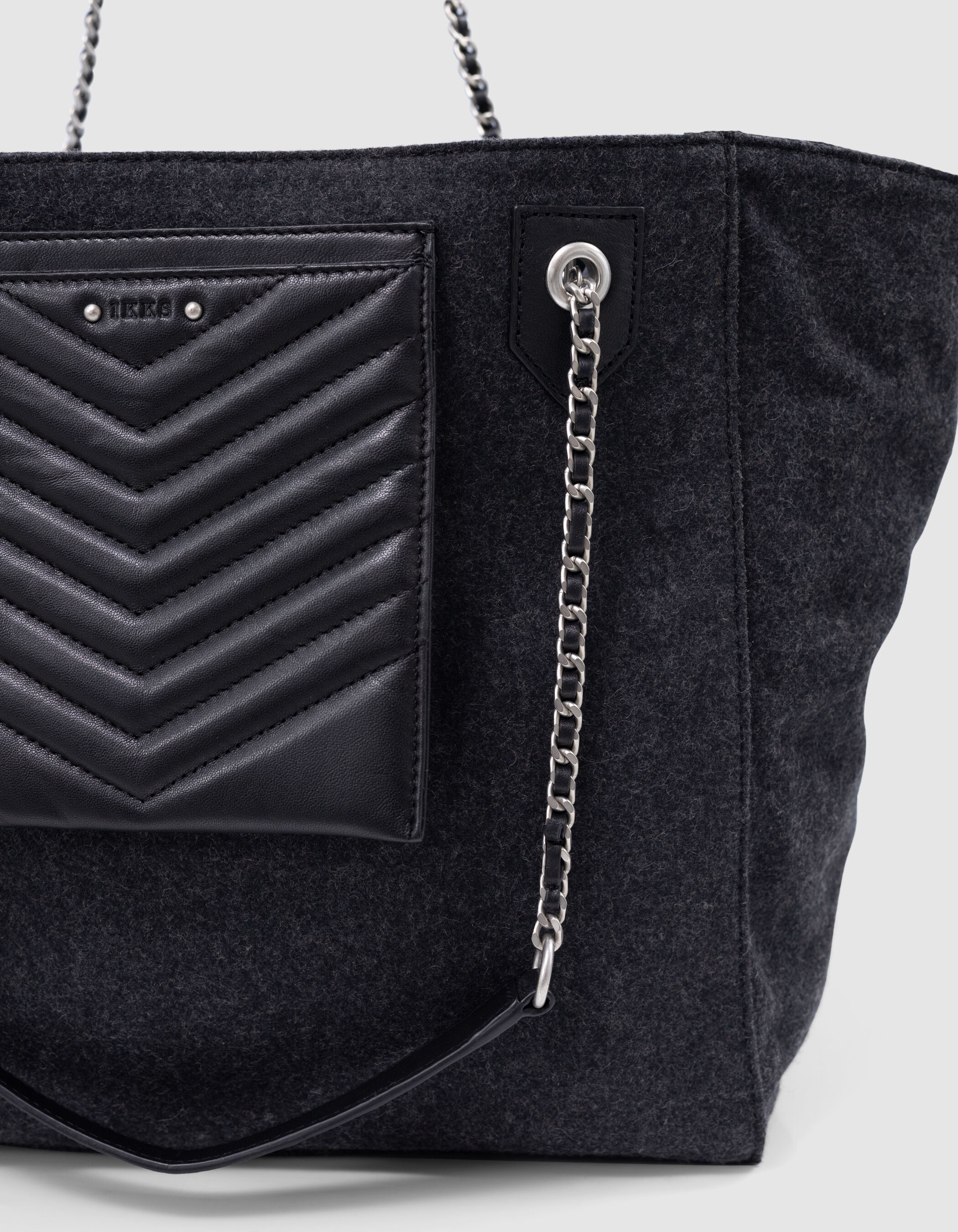 Bolso 1440 gris mezcla franela y cuero Talla XL Mujer IKKS