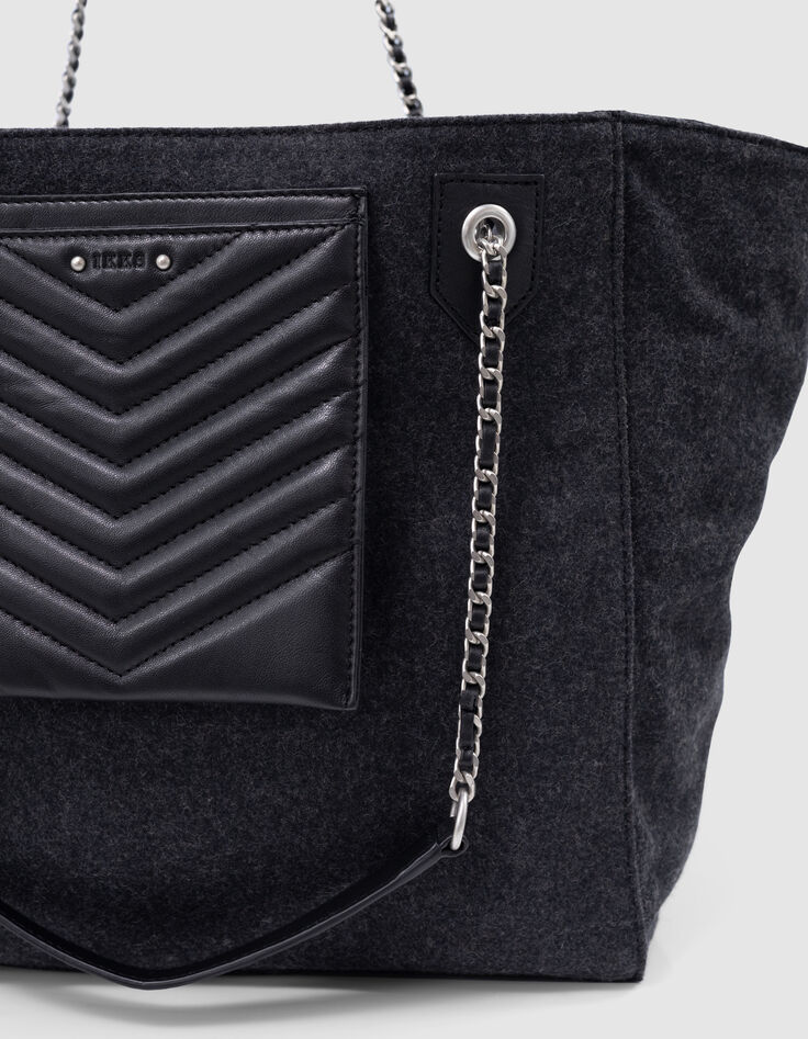 Sac cabas 1440 gris mix flanelle et cuir Taille XL Femme-4