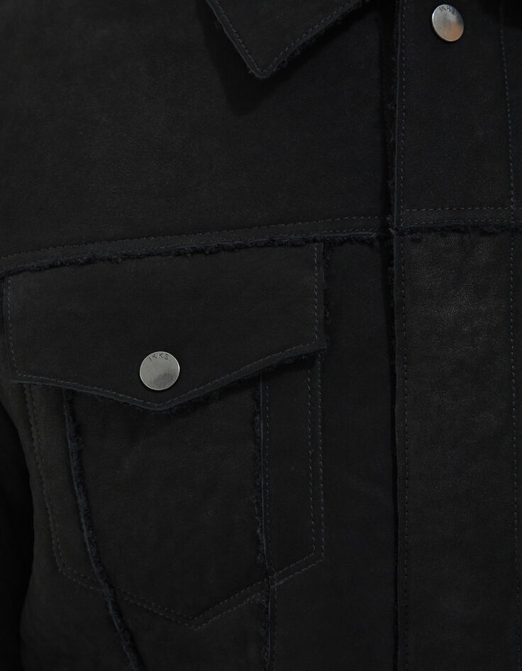 Men’s black nubuck leather jacket-5