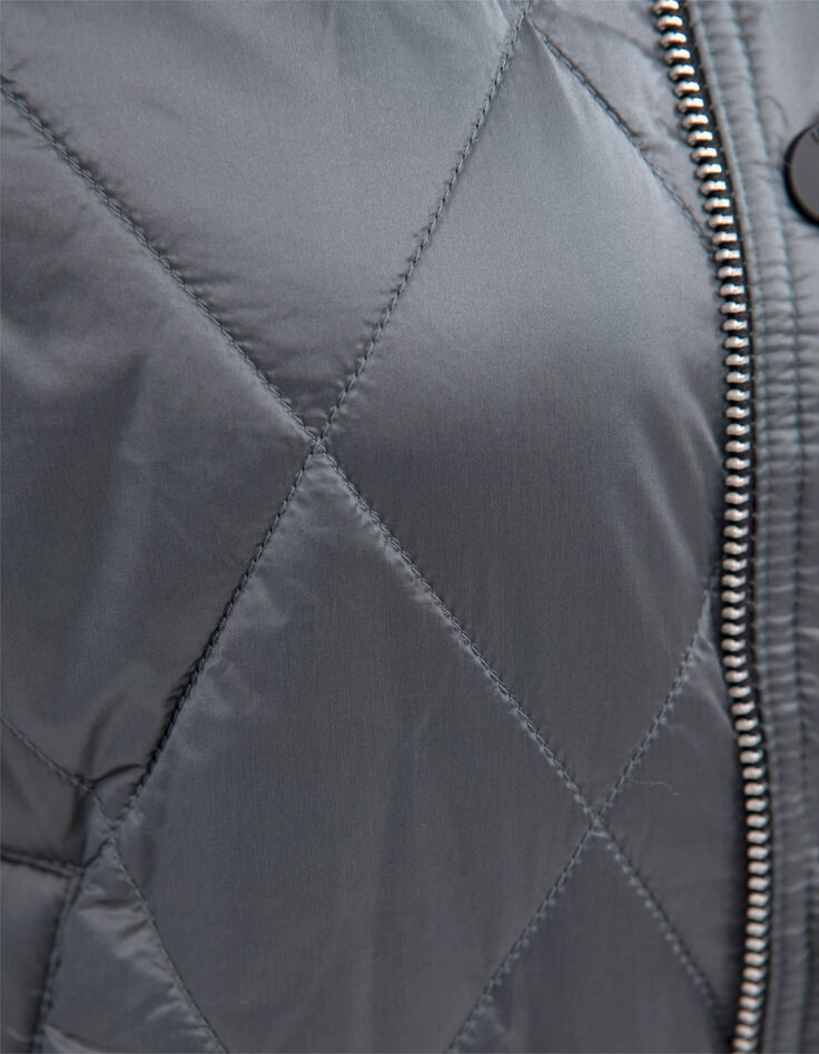 Schwarze Damen-Bomberjacke Steppnähte recycelt-6