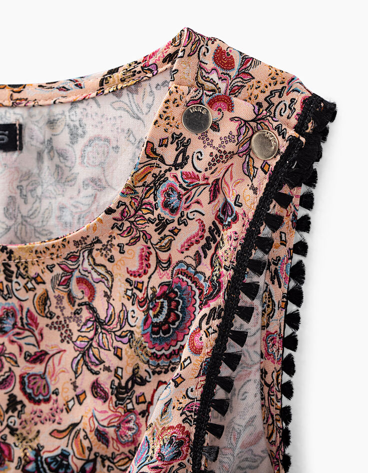 Girls’ powder pink Paisley print playsuit-3 Girls’ powder pink Paisley print playsuit-3