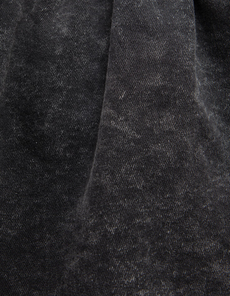 Schwarzes ,Maxikleid aus Denim mit Mädchenkragen-6