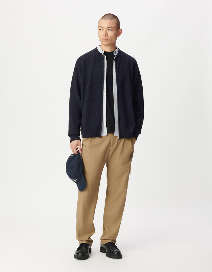 Men’s navy knit zipped cardigan-4