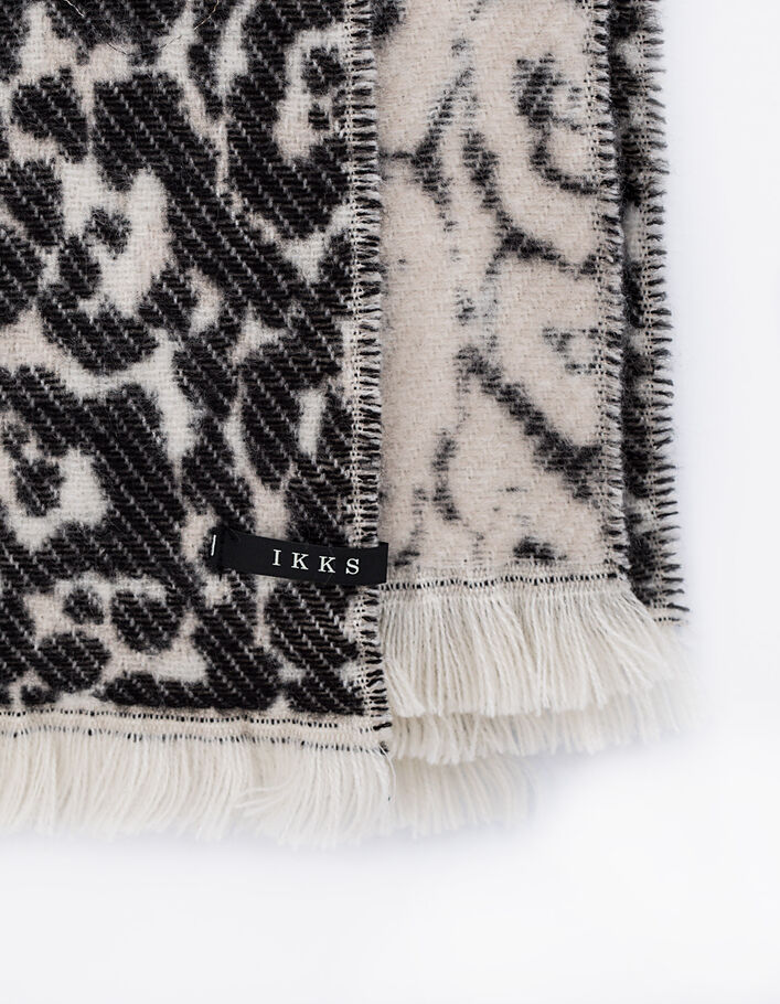 Women's leopard Jacquard fringed fluffy scarf - IKKS