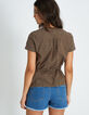 Top kaki brodé fleurs I.Code-4